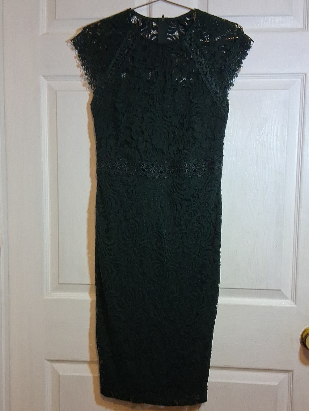 Elegant Dark Green Lace Midi Dress